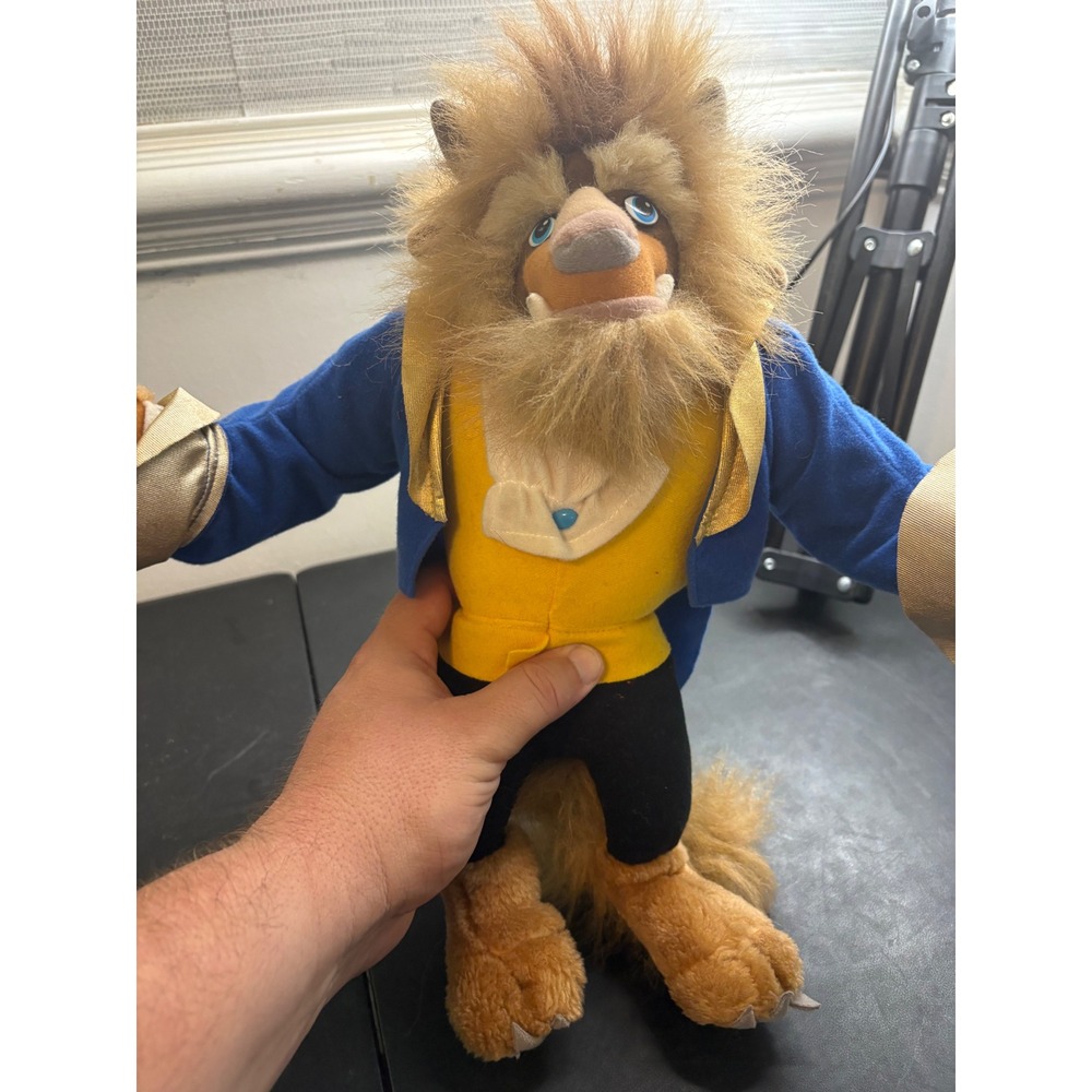 Vintage 1992 Disney Beauty and the Beast Plush Mattel Beast Doll Blue Suit
